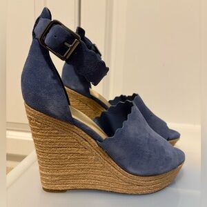 Marc Fisher Blue Suede Wedge Sandals